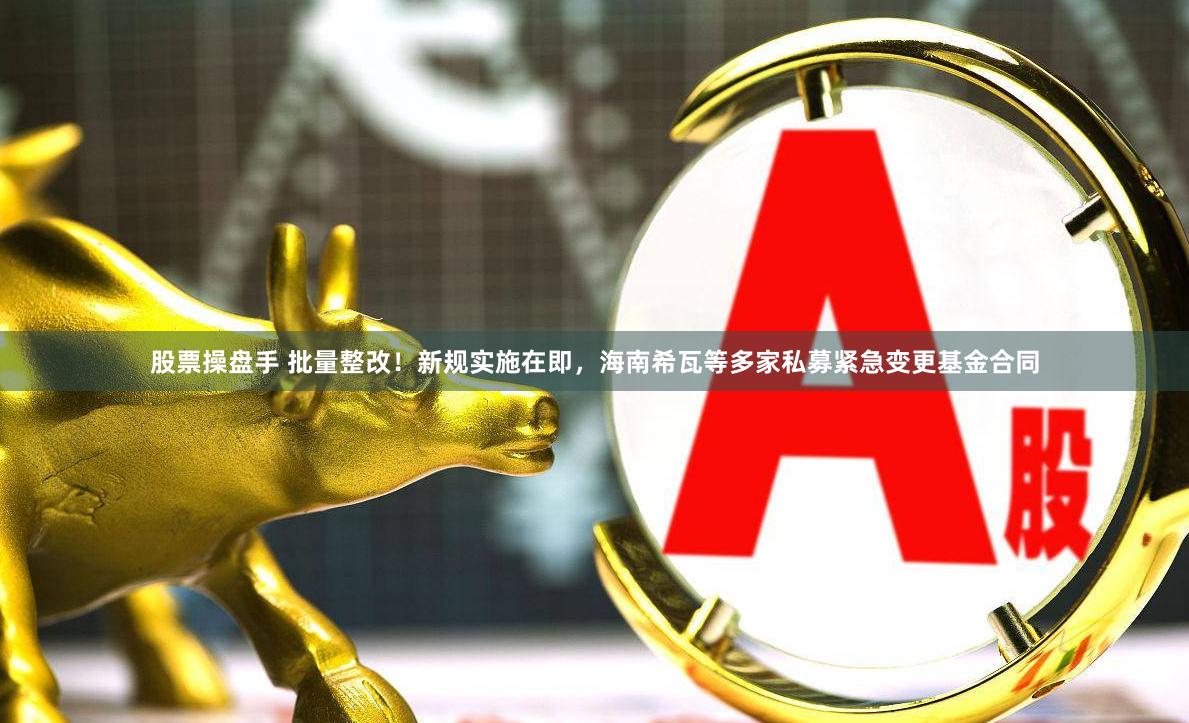 股票操盘手 批量整改！新规实施在即，海南希瓦等多家私募紧急变更基金合同