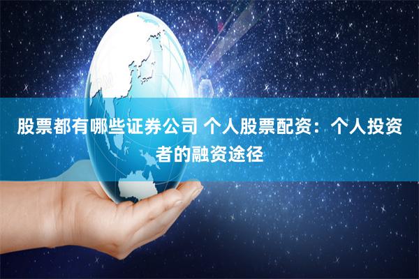 股票都有哪些证券公司 个人股票配资：个人投资者的融资途径