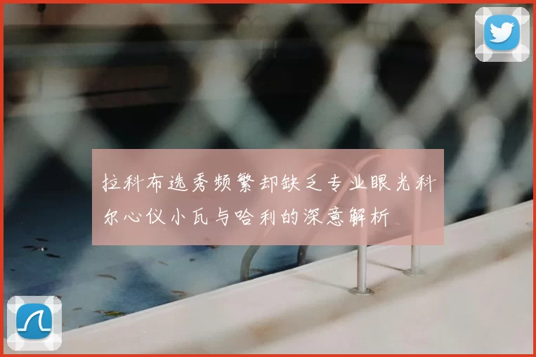 拉科布选秀频繁却缺乏专业眼光科尔心仪小瓦与哈利的深意解析